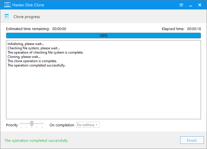 Delta cloning of partition is complete