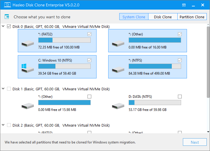 select source disk for delta clone