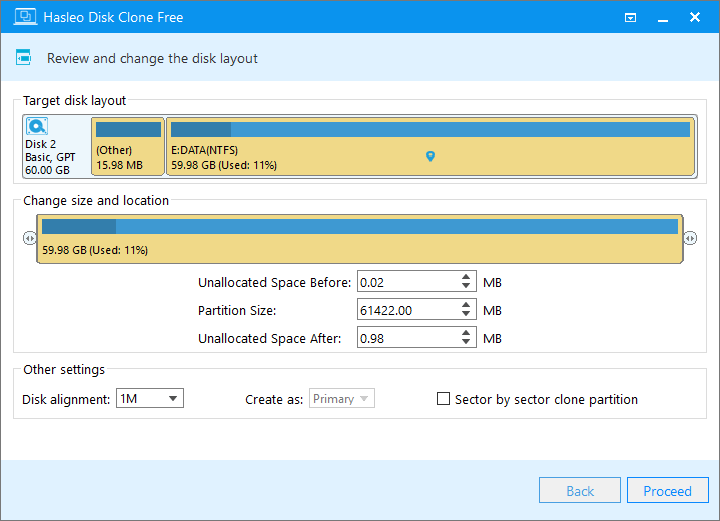 select target disk & re-layout partitions