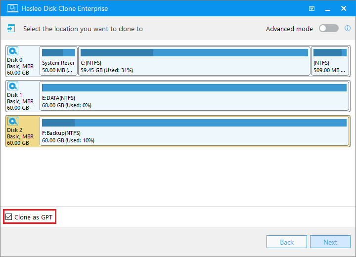 windows migration select destination disk
