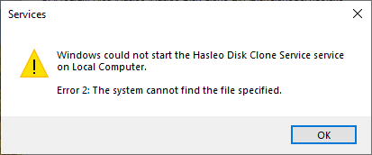 service program file cannot be found