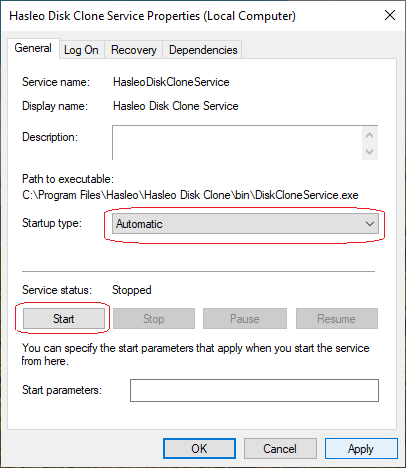 set service program start automatically