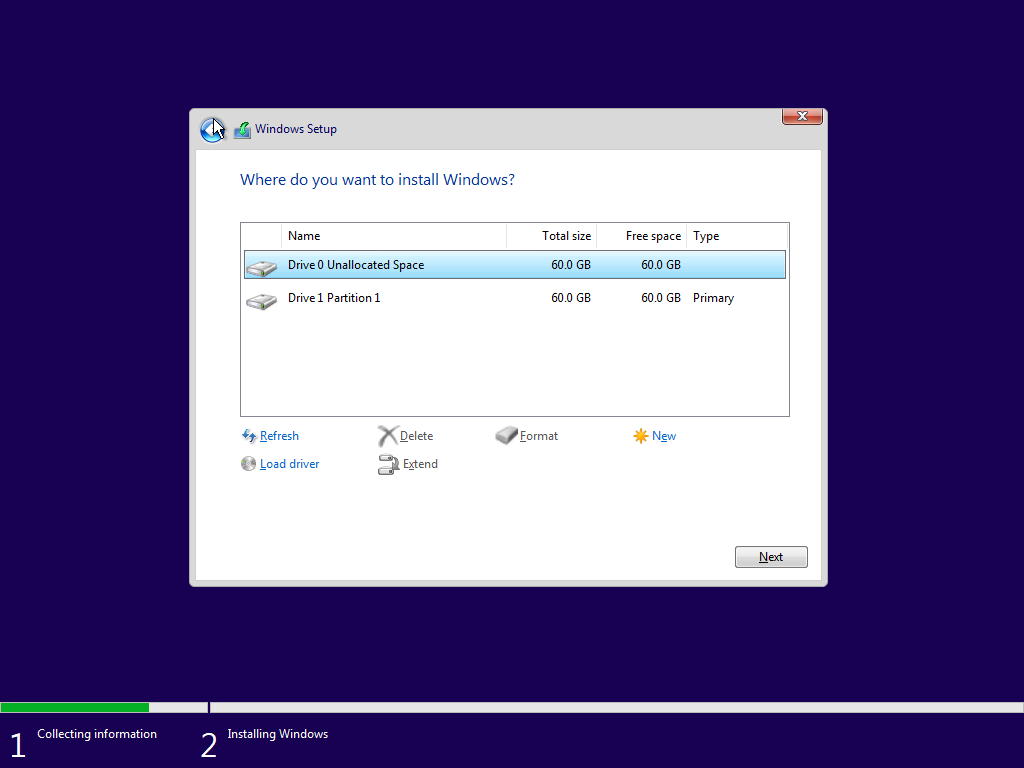unallocated disk space