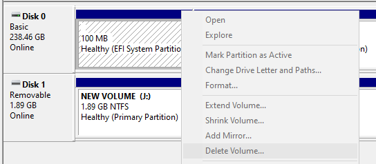 windows disk manaerment cannot delete esp