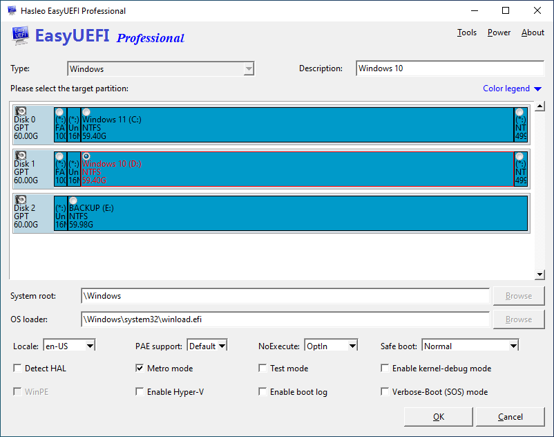 Edit BCD boot entry