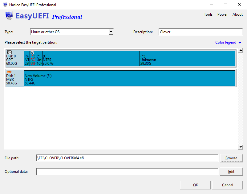 create boot entry for clover