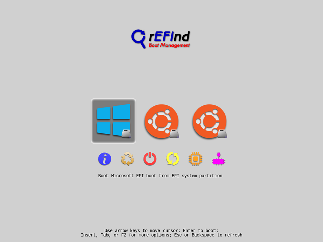 refind multi-boot menu