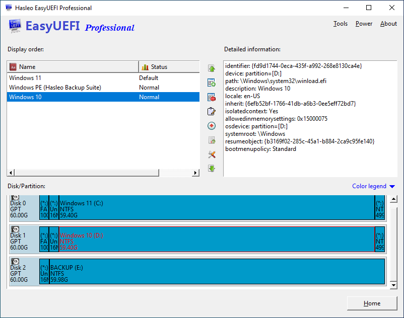 Newly created BCD boot entry