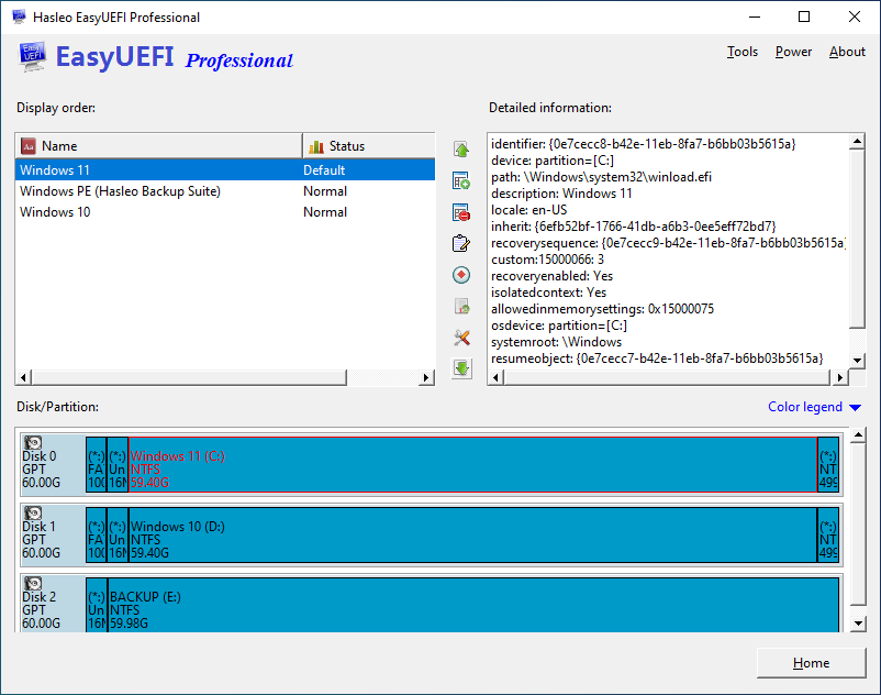 Select boot entry to change display order