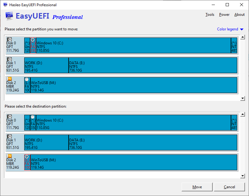 Select EFI System Partition To Move