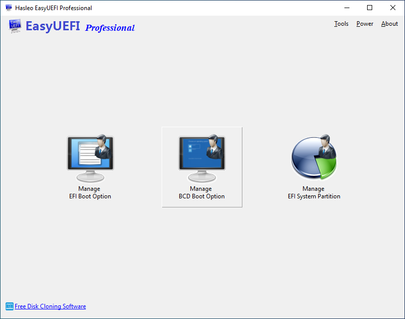 Click Manage BCD Boot Option button
