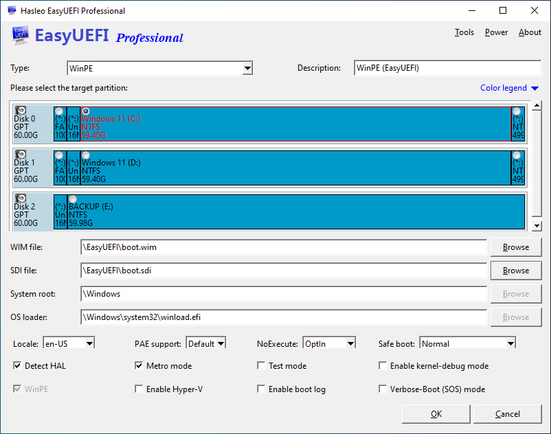 Create WinPE BCD boot entry