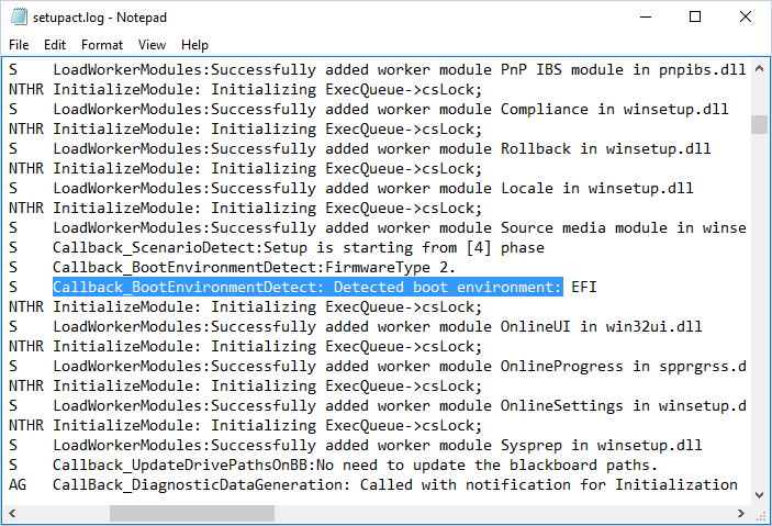 Detected boot environment