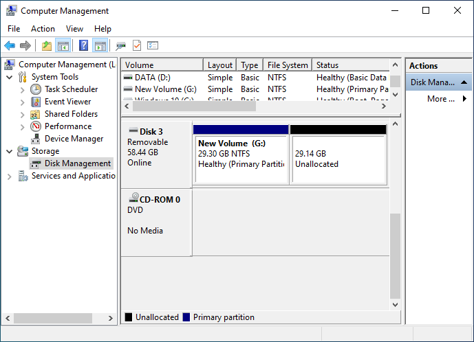 first partition on USB flash drive