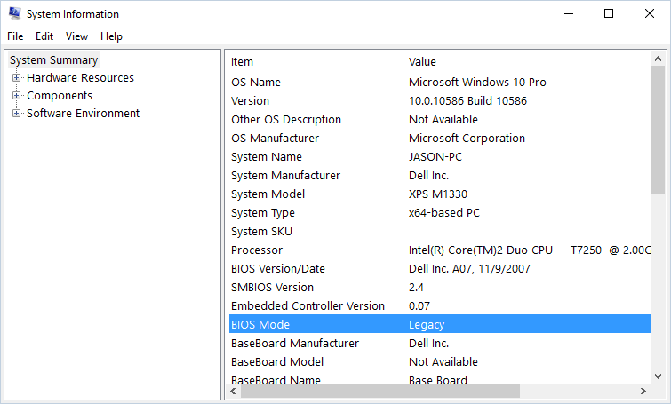 efi vs bios mode