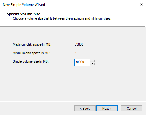 specify partition size