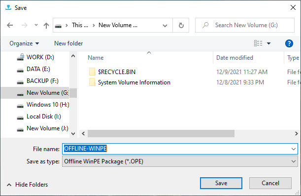 Save WinPE File