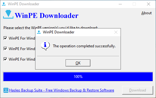 Windows PE Download Complete
