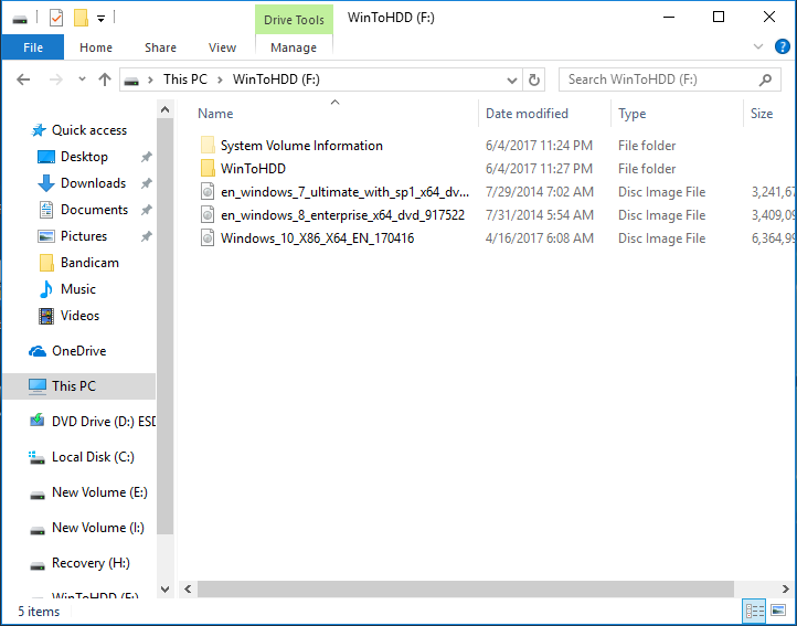 Copy Windows Installation ISO to USB drive