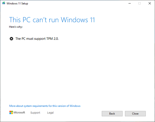 windows 11 cannot run without tpm