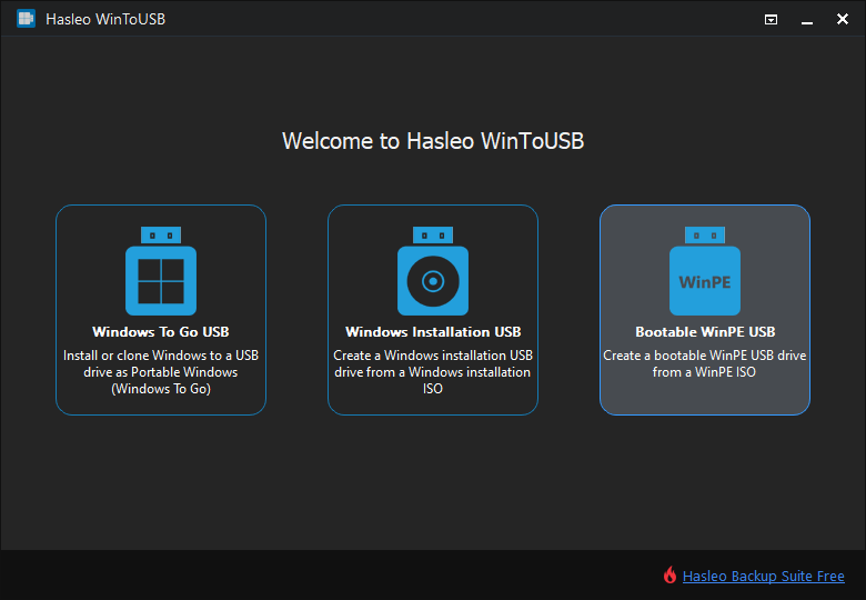 How to create a WinPE USB drive with Hasleo WinToUSB?