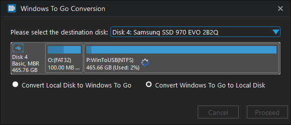 converting Windows To Go to local disk