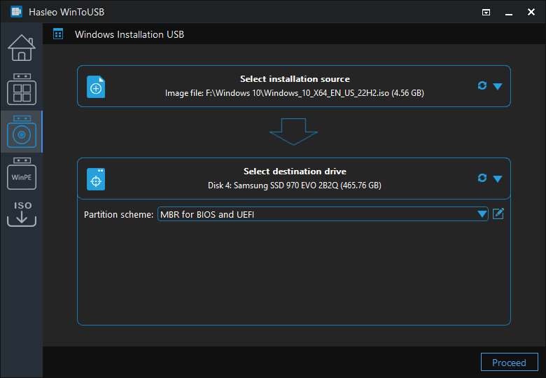 Select partition scheme