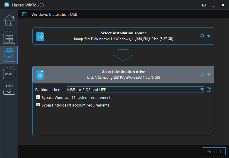 Select partition scheme