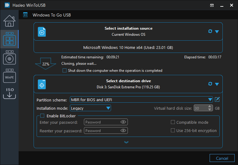 Clone windows shop to usb