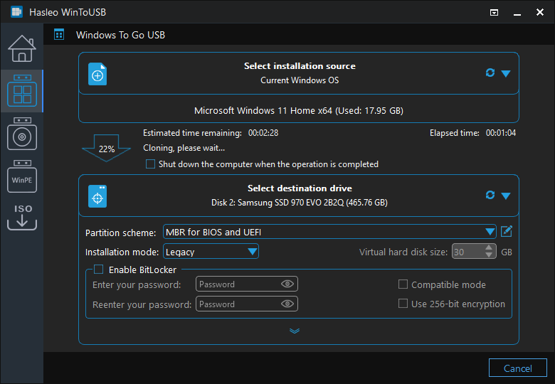 cloning Windows to USB