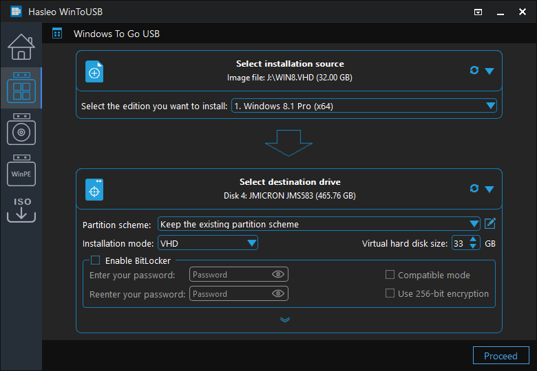 select keep existing partition scheme