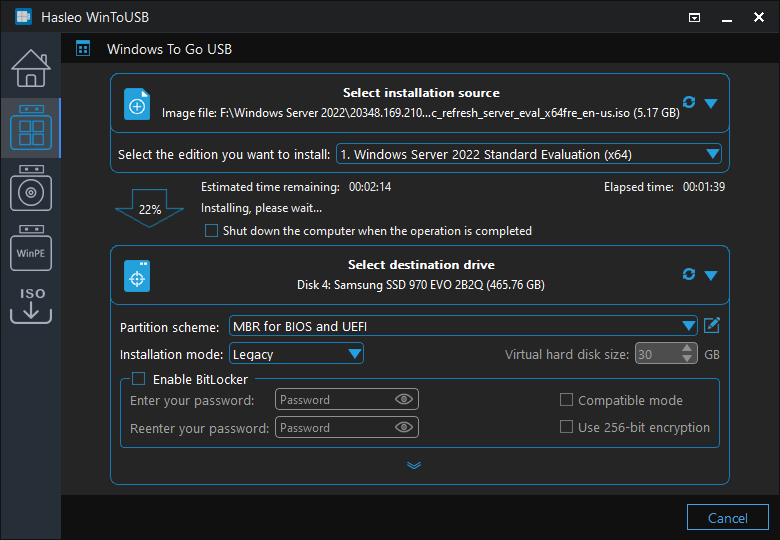 installing Windows to USB