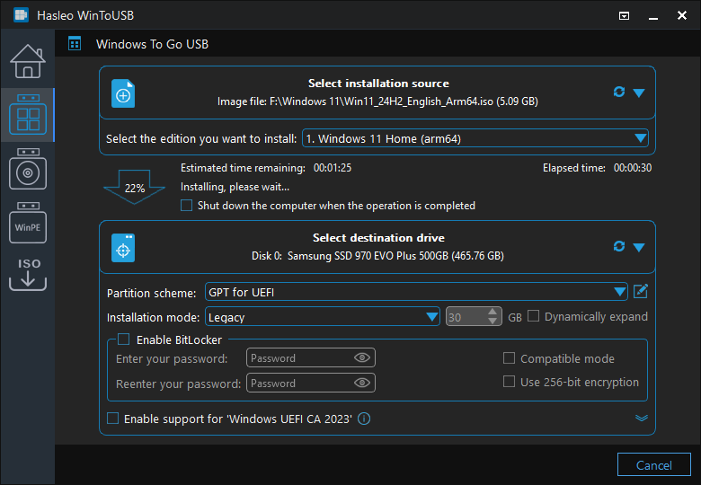 Installing Windows to USB