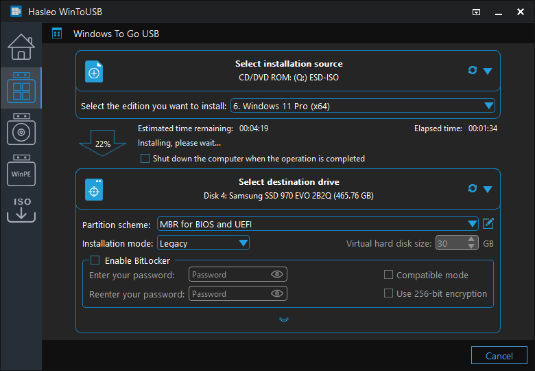 installing Windows to USB