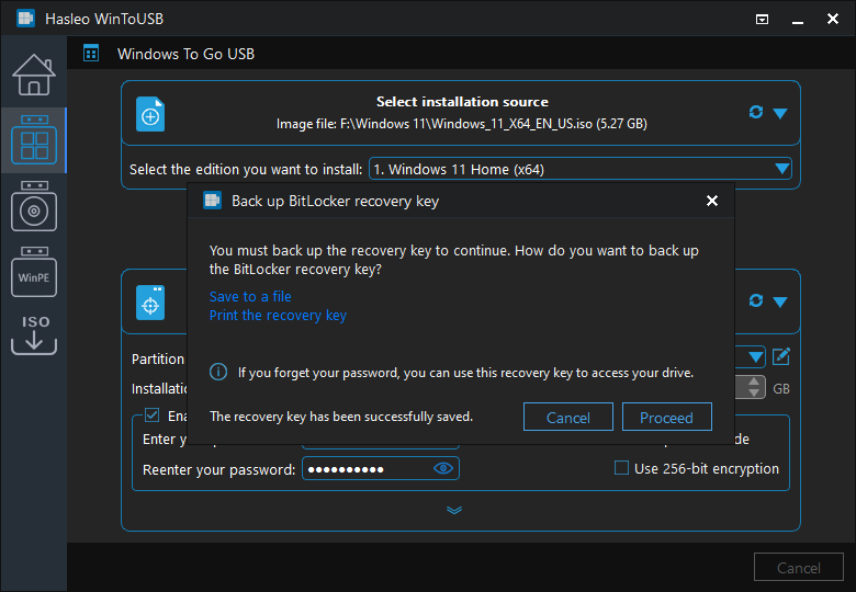 Backup BitLocker recovery key