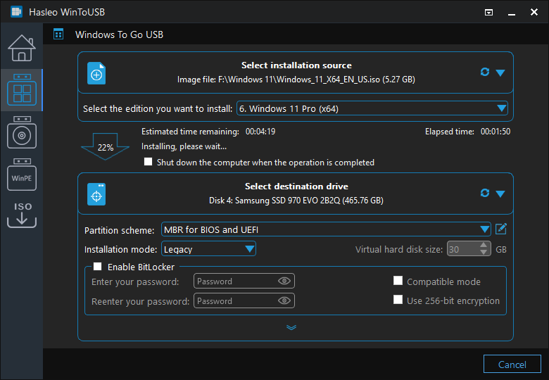 Create Windows To Go from file