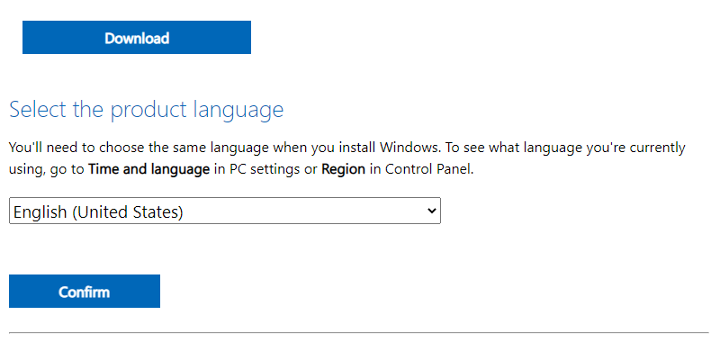 Select the product language for Windows 11