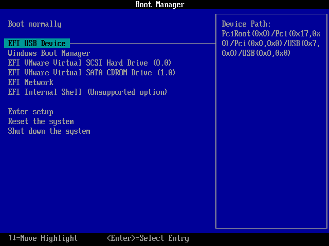 change BIOS to boot from USB