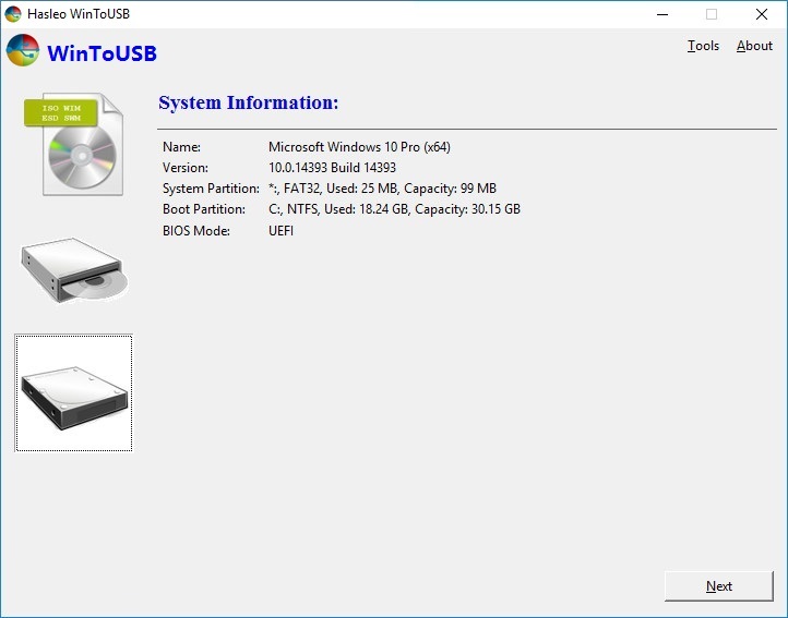 wintousb which partition drive