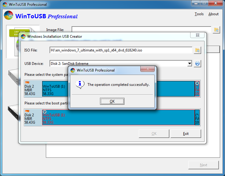 Windows 7 Installation USB Creation complete