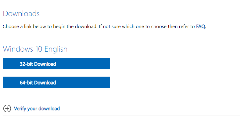 Select Windows 10 ISO to download