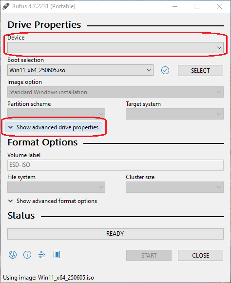 USB drive not recognized by Rufus