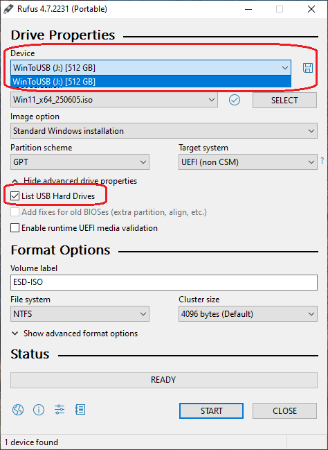 Tick list hard drives checkbox